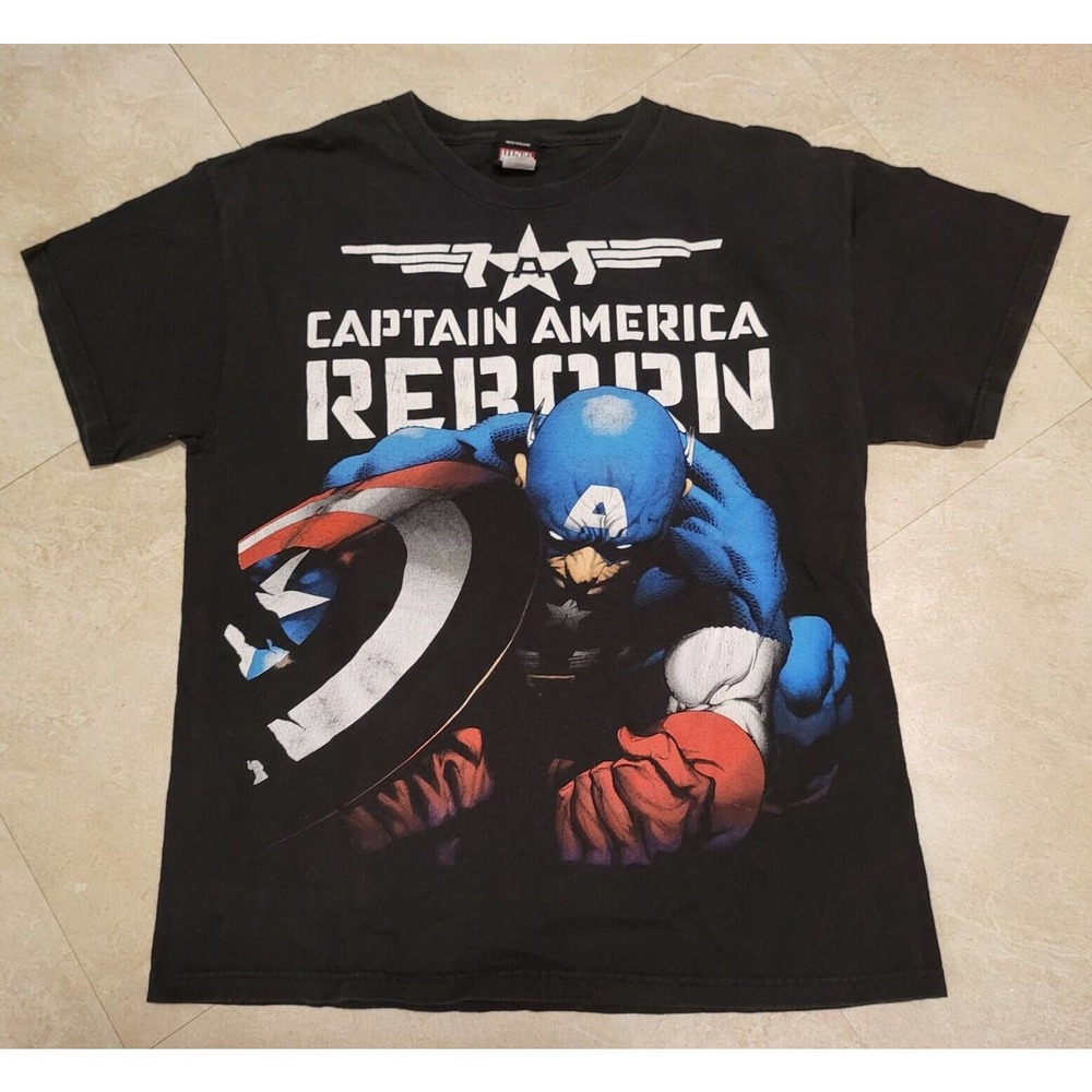 Vintage Marvel Comics Mad Engine Captain America Reborn Y2K T Shirt Mens Sz M